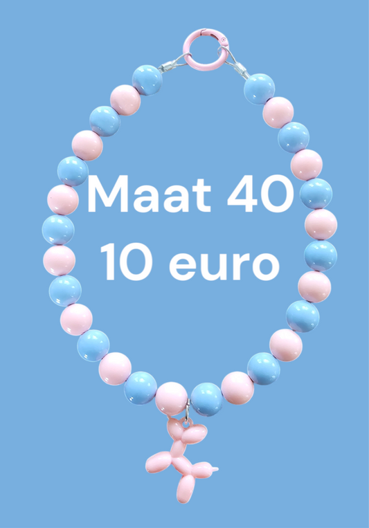 Bubbelgumbeads ketting met Balloondog maat 40