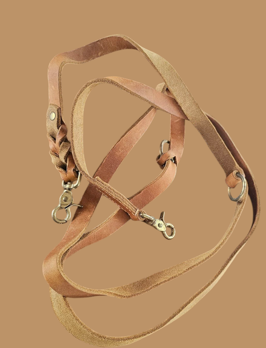 Handsfree lijn cognac kleur vet leer 2.60 lang