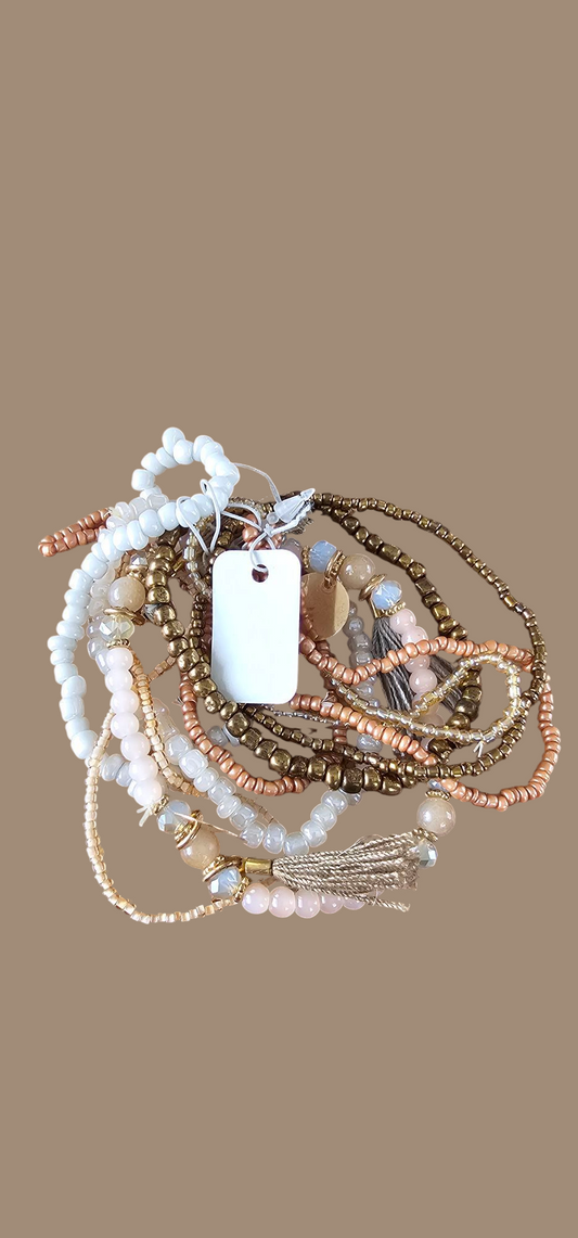 Armbanden set bruin/roomwit
